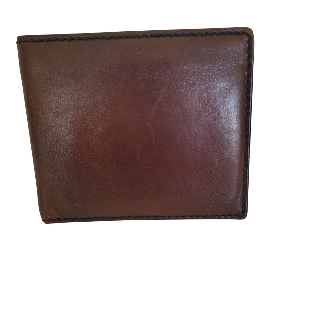 Gucci Mens Bifold Wallet Brown Leather Coin Pocket Italy 106667 203437